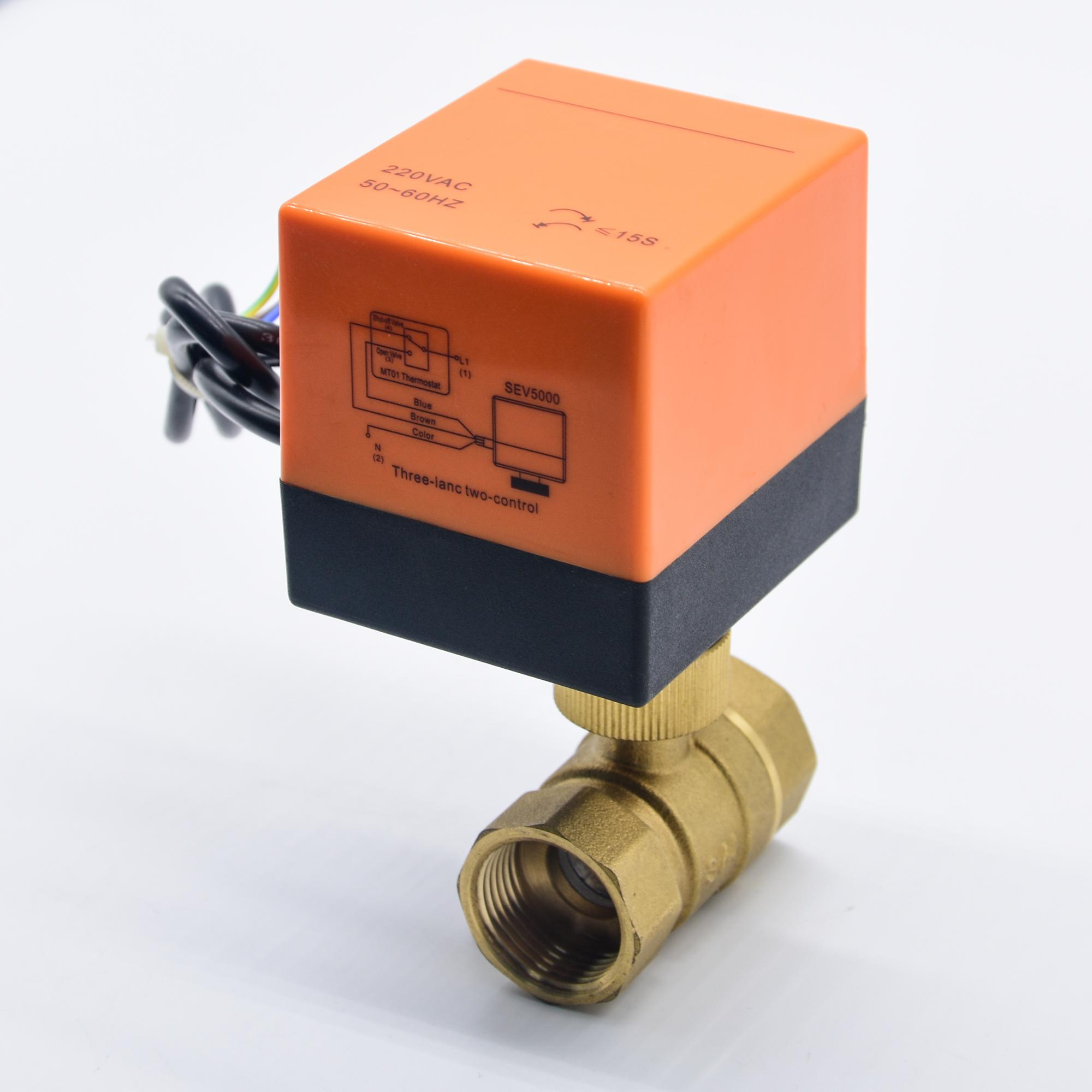 Small Turn On / off Control Brass Water Valve , 3/4" 24volt 2 way Ball Valve