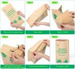 100% Biodegradable Square Bottom Kraft Paper Garbage Bags for Food Waste 50 Lb