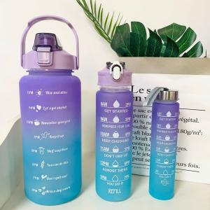 Quality Water Bottles 3 Pcs Set With Time Marker Wide Mouth Leakproof Sports Fitness Gym Camping SpillProof For School Fitness Enthusiasts Indoor wholesale