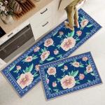 Plant Flower Printing Kitchen Floor Mats Non Slip 40*60mm Rectangle