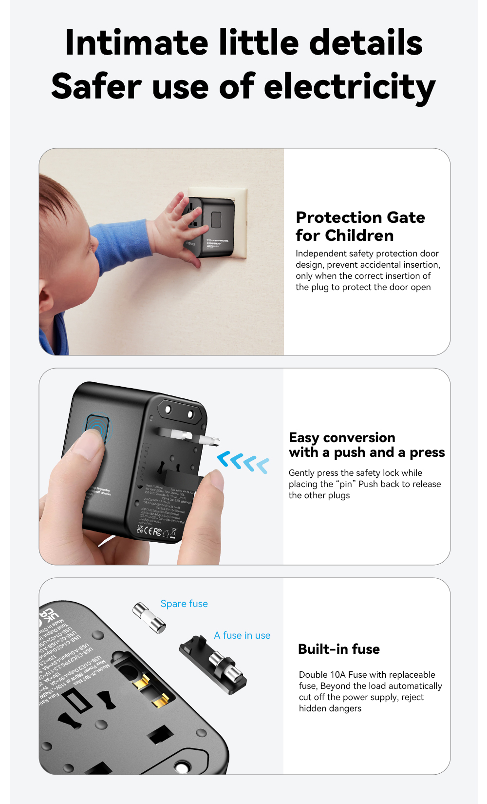 ESSAGER JY-309 Series 65W Universal Plug USB C PD Charger