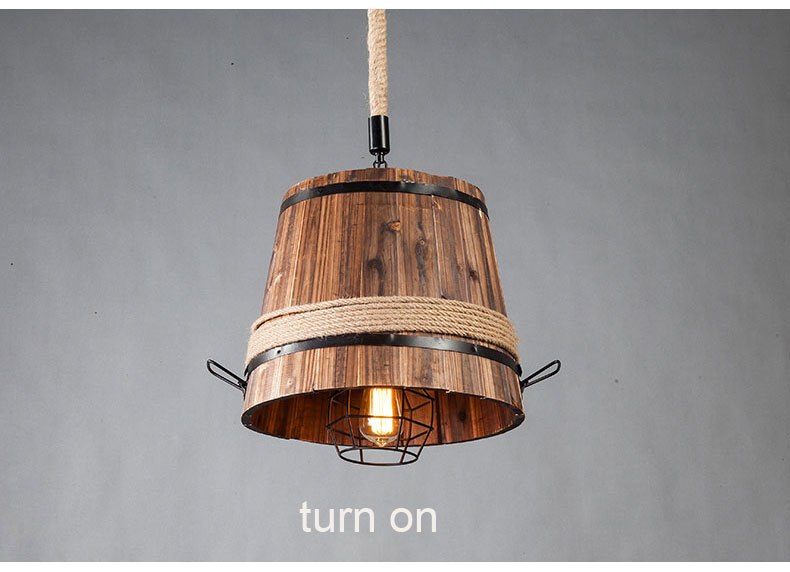 American Retro Wood Barrel Chandelier Restaurant Dining Room Pendant Lamps(WH-VP-215)