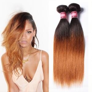 Quality Grade 7A Ombre Brazilian Straight Hair / Ombre Pre Bonded Hair Extensions wholesale