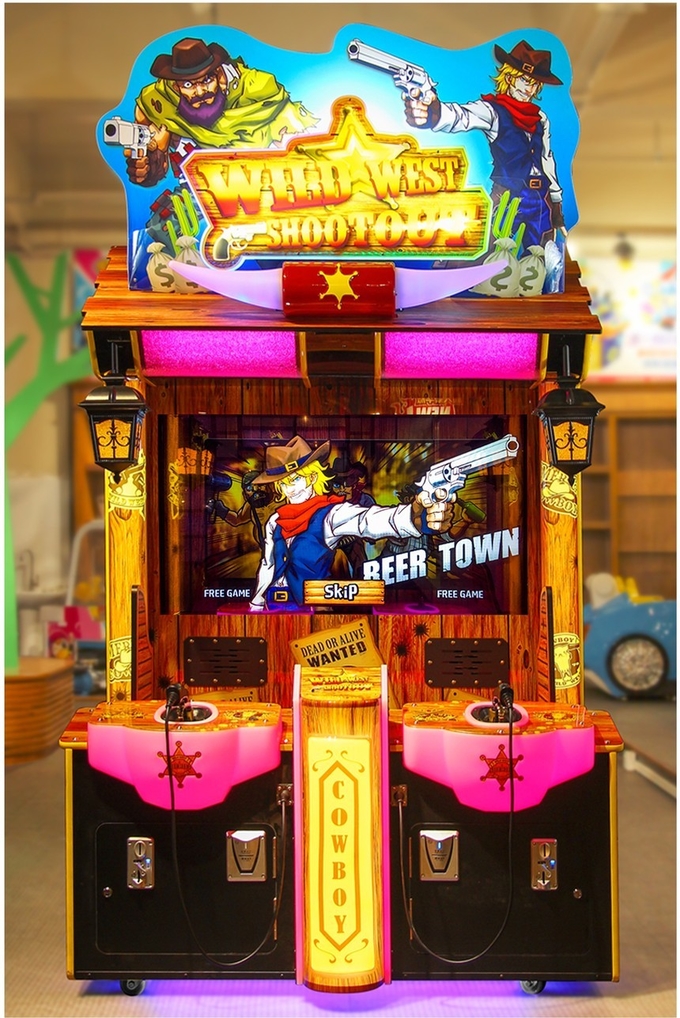 2 players Wild West cowboy shooting machine, gun shooting simulator video game
