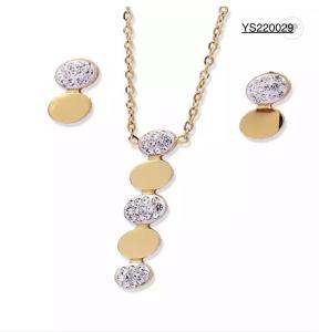 Quality Female Stainless Steel Jewelry Set High Drop Shaped Rhinestone Jewelry Necklace wholesale