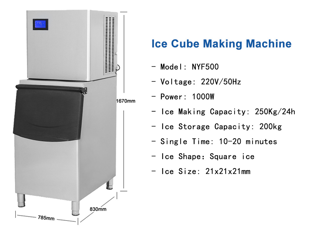 Ice Discharge Per Circle 260 pieces 500kg Professional Commercial Ice Cube Block Machine for Business Restaurant Bar
