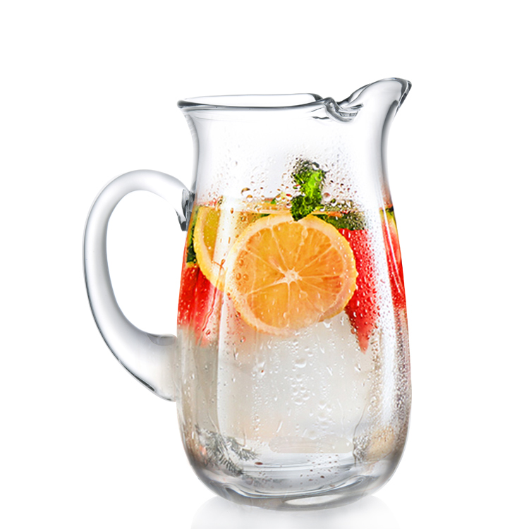Factory Wholesale High Quality Transparent Glass Picther Water Jar with Handle