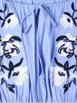 Blue Off Shoulder Mexican Embroidery Beach Casual Dress Women