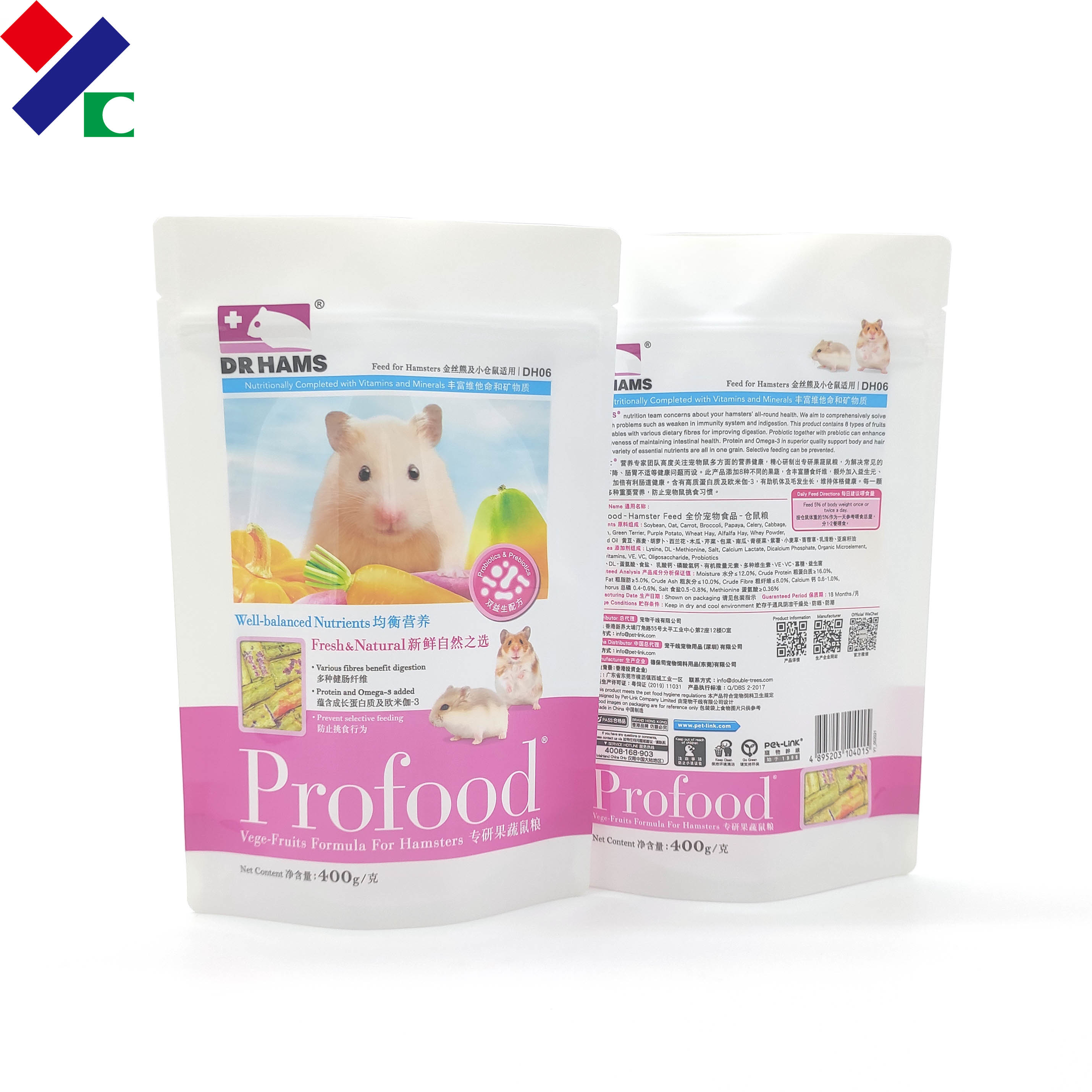 CMYK Printing 200 Microns PET Food Packaging Bag Oxygen Resistance