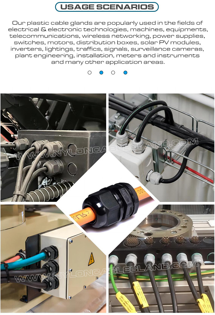 Blue Plastic M20 Cable Gland, IP68 Waterproof Adjustable 6-12mm Cord Gland Cable Fitting for Lighting Fixture