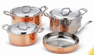 Quality Saucepot and frypan cookware set 7Pcs for Tri-ply Copper SHXYY-01-4,Thickness 2.2-3.0mm, wholesale