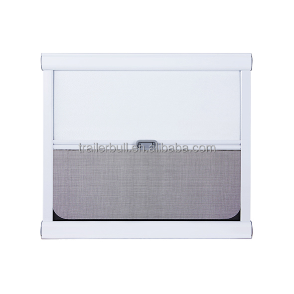 Blind FlyScreen Fiberglass Mesh and Flat Sunlight Reflective Curtain for RV Windows