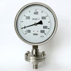 China 160mm Dial Pressure Gauge Diaphragm Seal 100 Mbar 900 Mbar Radial on sale