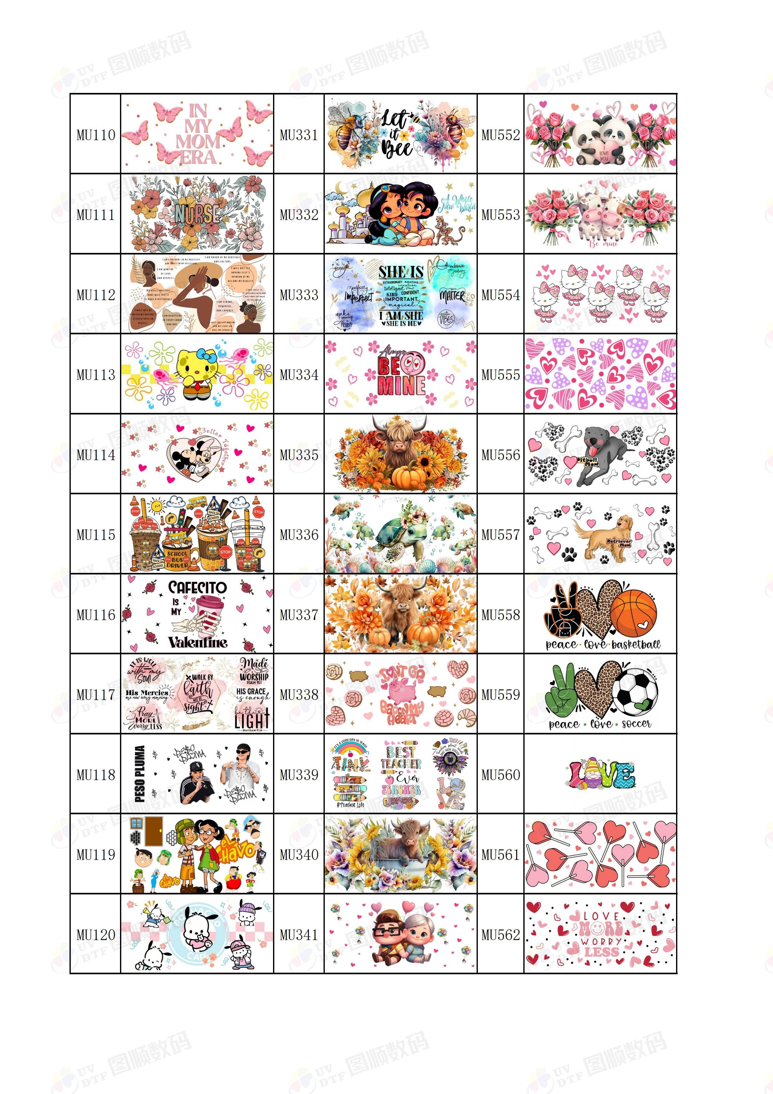 UV DTF Wraps 16oz 20oz 24oz Transfers Cartoon Christmas UV DTF