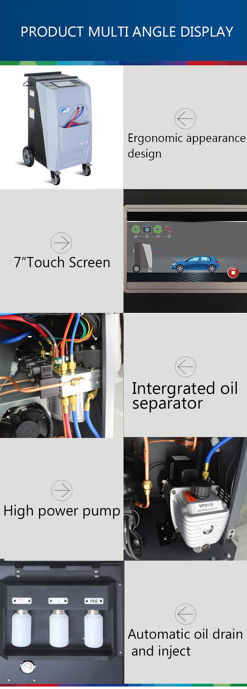 Refrigerant R134a AC Reclaiming Machine For Car Recovery Recycling Recharging