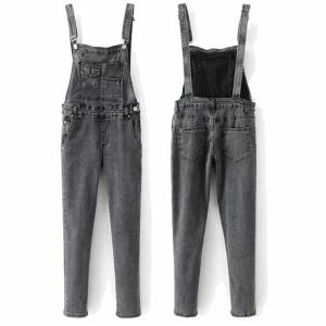 Quality High quality black washed skinny denim overalls dungarees women wholesale
