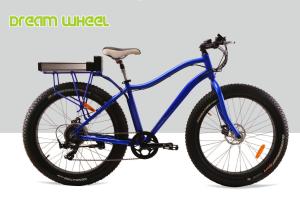 Quality Blue Electric Fat Tire Beach Cruiser Bikes Shimano 6 Speed Snow Road wholesale