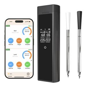 Quality Dual Probe Wireless BBQ Thermometer with Ultra-long Distance Digital Cooking Thermometer for Kitchen Oven Meat Turkey Beef wholesale