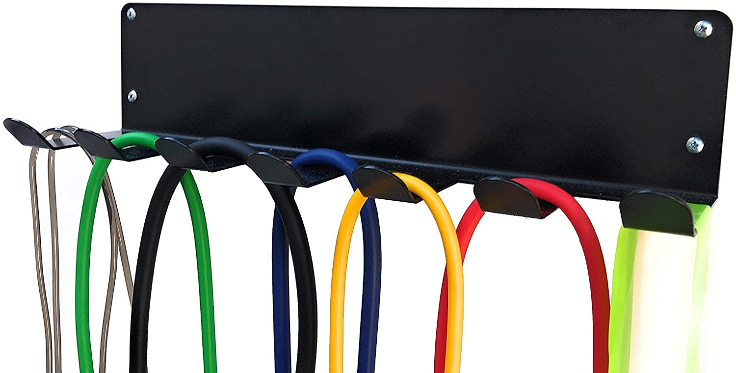 Wall Mounted Gym Organizer for Fitness Bands/Foam Rollers Jump Rope Rack Behind Doors