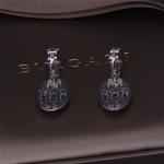 Luxury Gold Brand Serpenti Earrings in 18K White Gold set with Emerald Eyes and