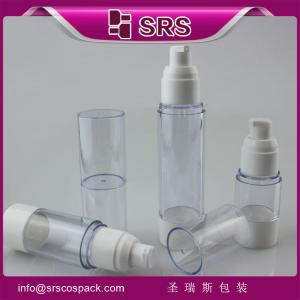 Quality hot sell clear airless bottle with pump ,ShengRuiSi (SRS) Packaging black plastic bottle wholesale