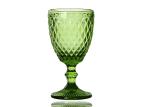 Solid Green 14cm Coloured Whisky Glasses , 350ml Embossed Wine Glasses