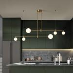 Modern long pendant light Glass Ball Pendant Lighting Dinning Room linear