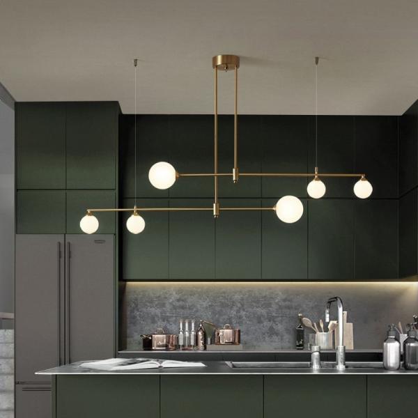Modern long pendant light Glass Ball Pendant Lighting Dinning Room linear