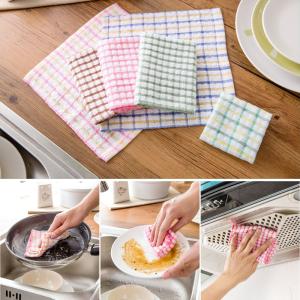 Quality Pink / Blue British Grid Kitchen Tea Towels , 27 × 27cm Hand Towels For Kitchen wholesale