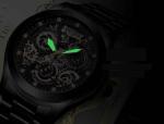 KINYUED J062 oem waterproof custom logo leather fashion tourbillon skeleton