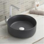 Ceramic Round Matte Black Bathroom Vessel Sink
