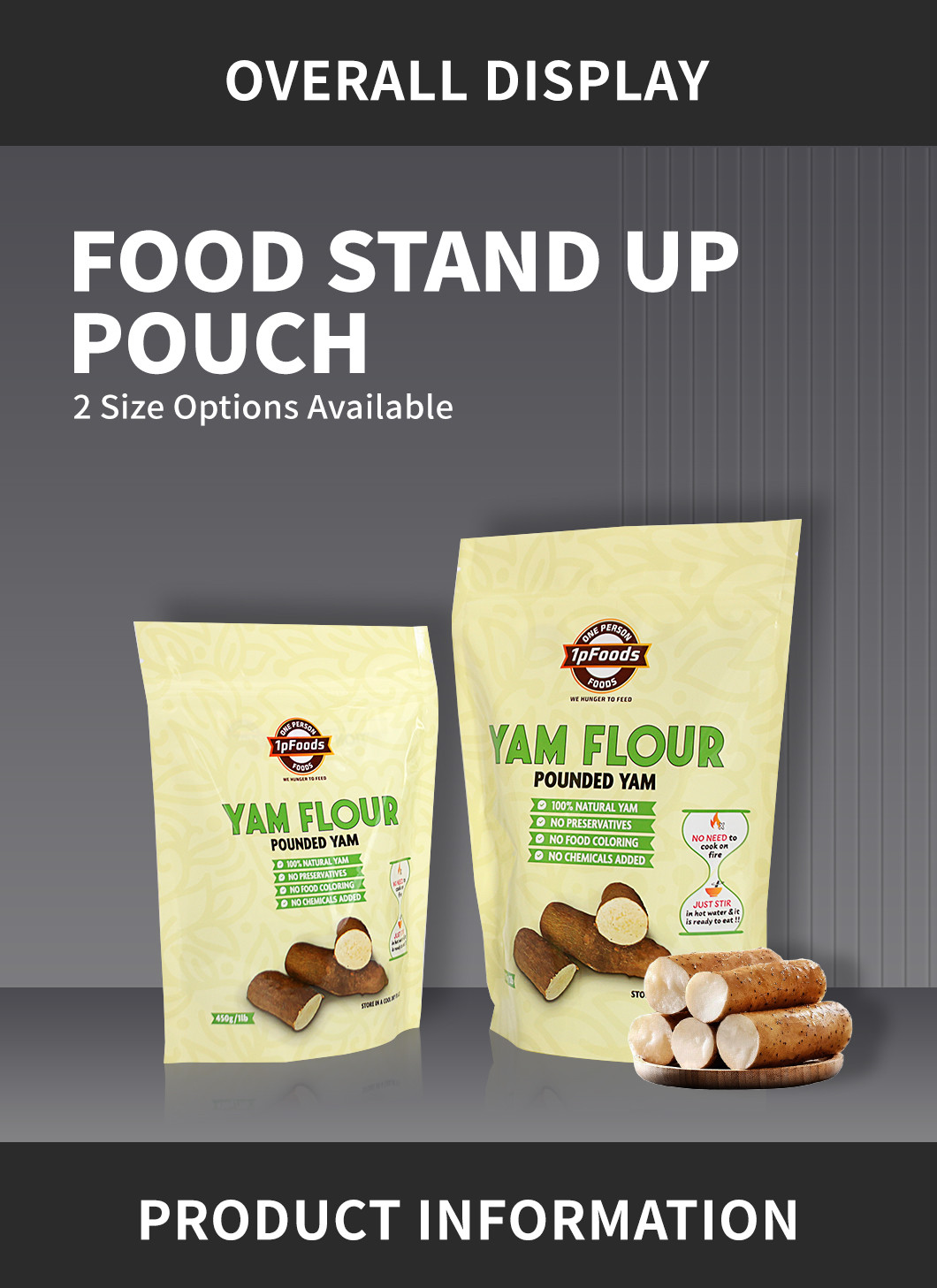 Yam Flour Powder Stand Up Pouch Bag Cassava Maizena Flour Pouches Doypack Bag With Zipper