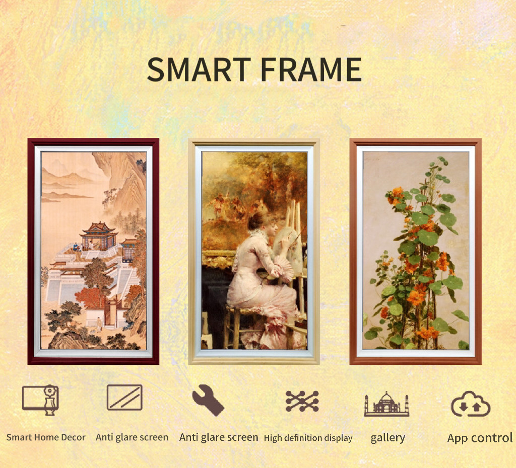 32 Inch Wooden Frame Advertising Display Screen With Split Display Function