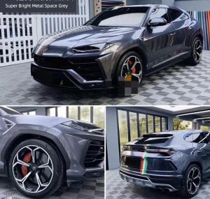 Quality Grey Gloss Car Vinyl Wrap With PET Release Liner Bubble Free Metal Space wholesale