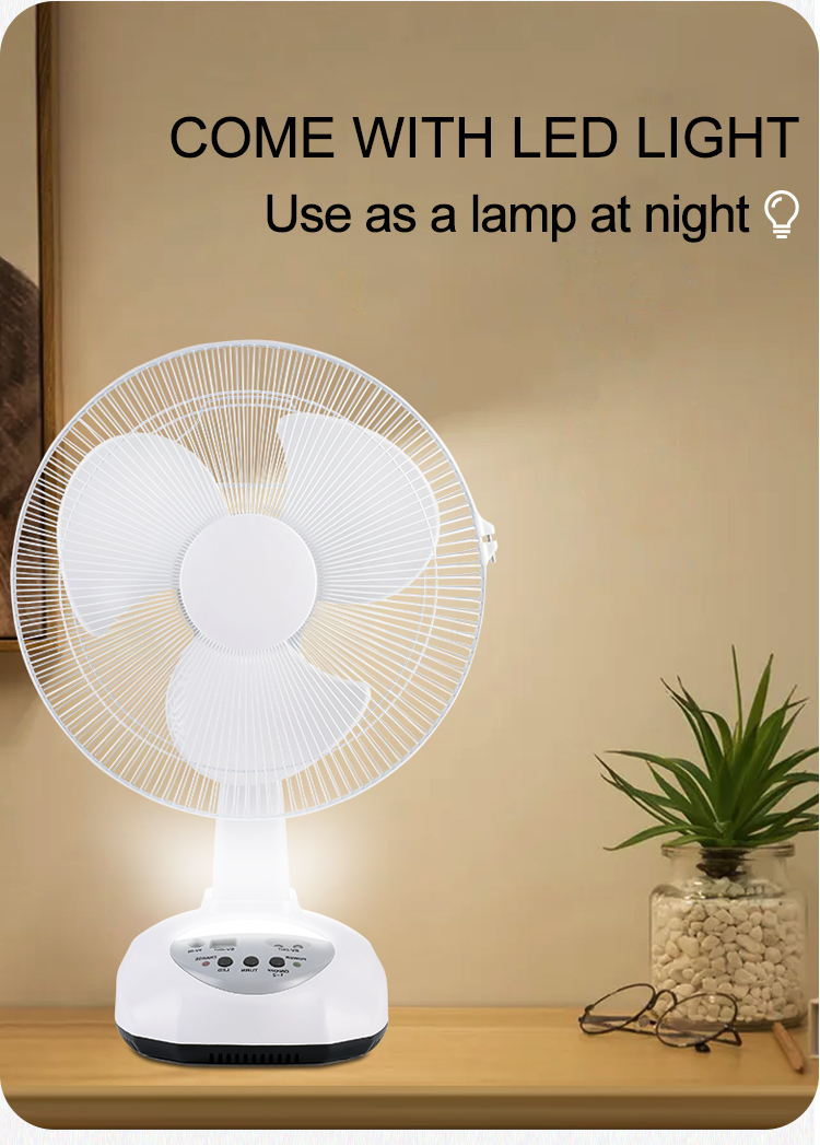 Hot Solar Desk Fan AC/DC 12-Inch Rechargeable Floor Fan Solar Power Panel Mobile Charging Lighting Desk Fan