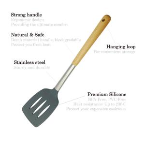 Quality Wood Handle Kitchen Spatula Set , Spatula Kitchen Utensils Holiday Use wholesale
