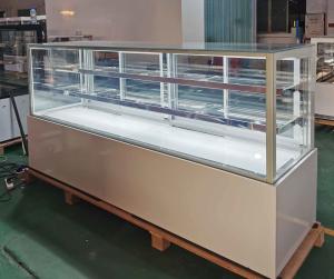 Quality Glass Door 2.4m Cake Display Refrigerator Marble Base Two Shelves wholesale