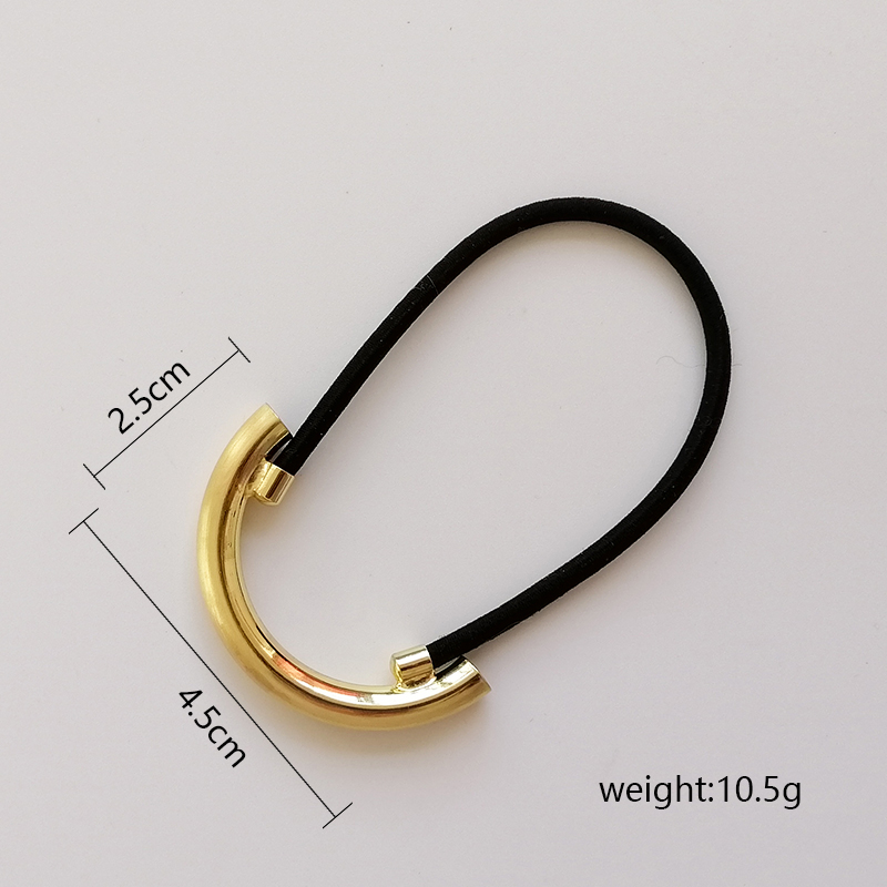 Black Stretchy Hair Ties Metal Ponytail Holder Girls Gifts Geometric 4.5x2.5cm