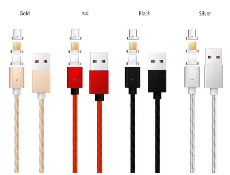 Fast Charging USB Data Cable , 3 In 1 Magnetic Cable For Micro USB / Light - Ning / Type C