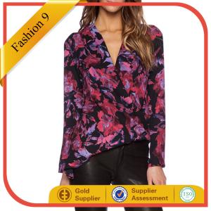 Quality Floral Printed CROSSOVER BLOUSE wholesale