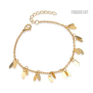 Quality 16cm Chain Style Gold Rhinestone Bracelet With 4cm Extension Chain wholesale