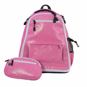 Quality Fashionable Pink Glitter Sparkle Cheerleading Bag With Water Bottle Holders wholesale