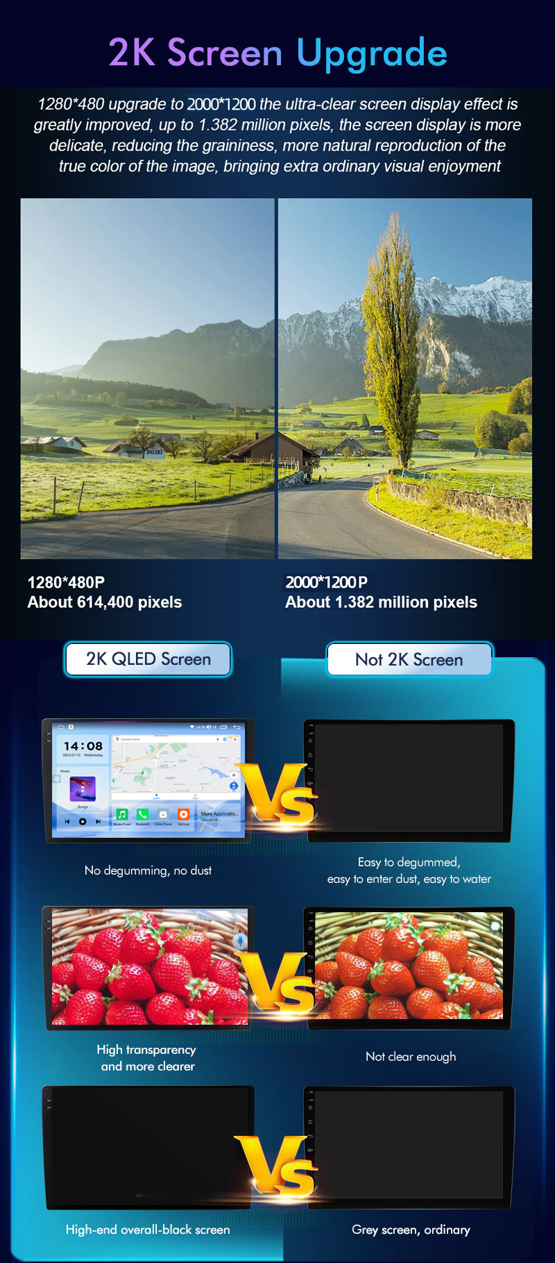 9inch 2K Screen 2 Din Android Car Radio MP5 Player Autoradio Audio Car DVD Player navigation gps Carplay 1Din Stereo