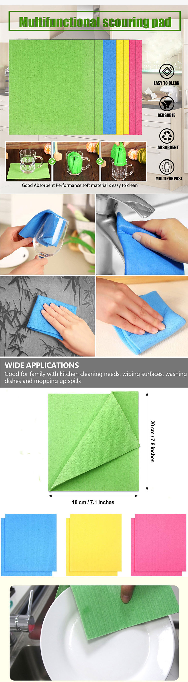 All Season Cellulose Sponge Scourer Microfiber Natural Cellulose Sponge For Versatile Cleaning