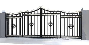 China 20FT 18FT High Black Steel Tubular Fence Gate Black Wrought Iron Fence Gates on sale