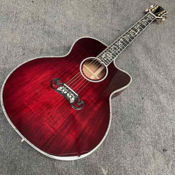 Custom 43 Inch Jumbo Gibson Style SJ200 Cutaway Solid KOA Wood Acoustic Guitar