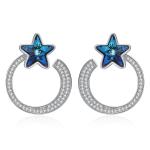 7.2g 2.6x2.1cm Star Hoop Earrings Gift 5A CZ Solid Silver Earrings