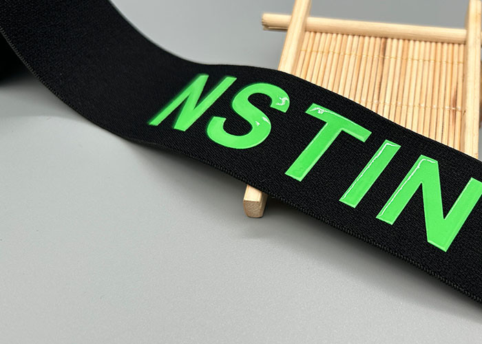 40mm Black Renewable Printed Elastic Band Glossy Logo For Clothing