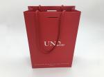Red Bottom Folding Branded Paper Bags With Cotton Rope , Silver Foil Logo