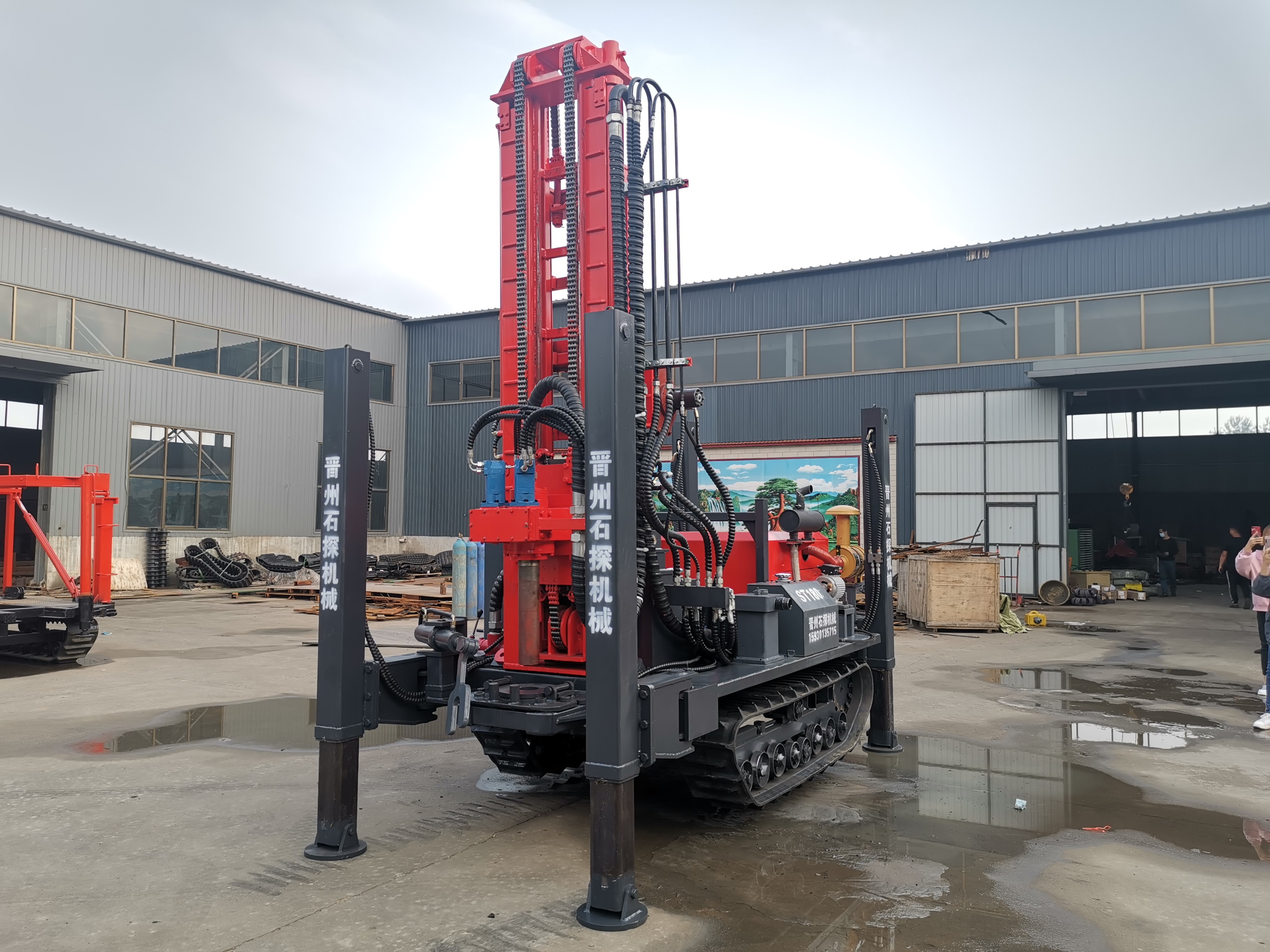 260m Ground Source Heat Pump / Wheeled Pneumatic Water Well Drilling Rig